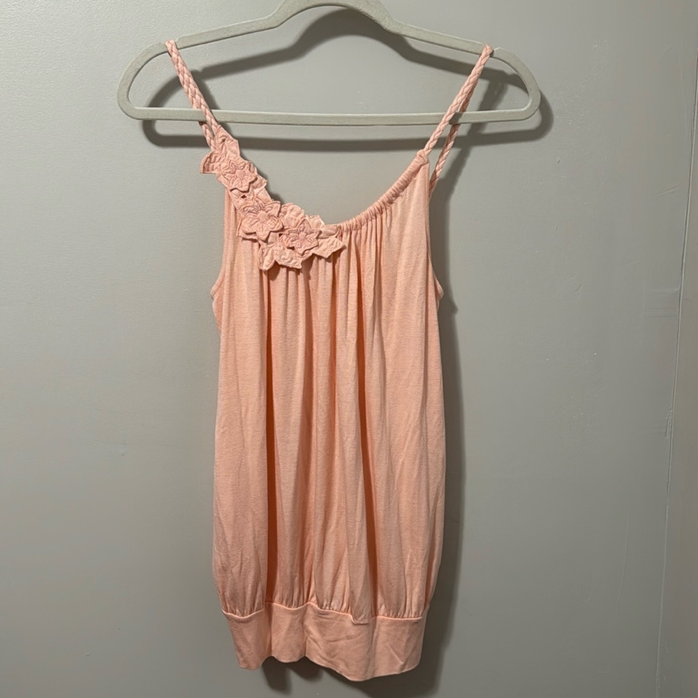 Ella Moss Pink Floral‎ Appliqué Top